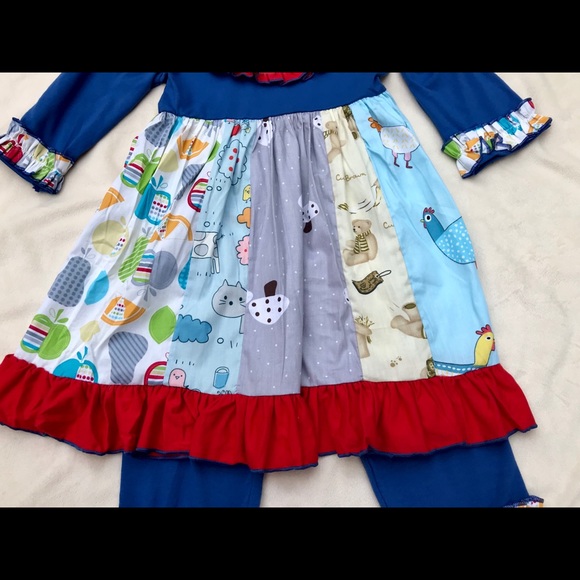 NWT Chicken Patchwork Blue Boutique Set - Picture 3 of 6